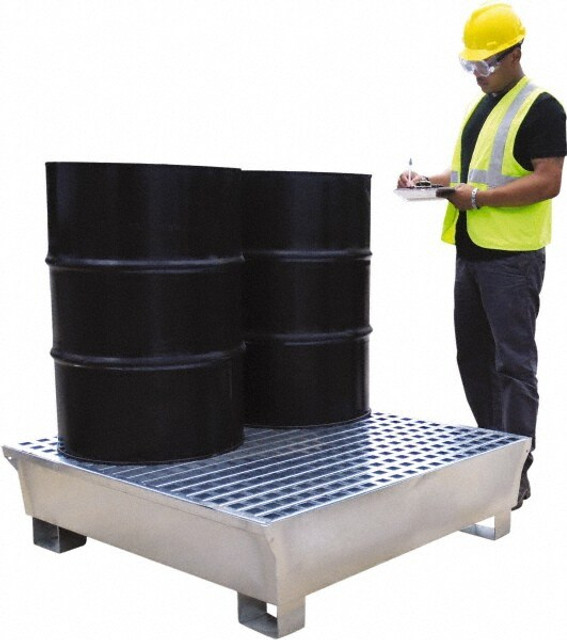 UltraTech. 1182 Spill Pallet: 4 Drum, 68 gal, 3,875 lb, Steel