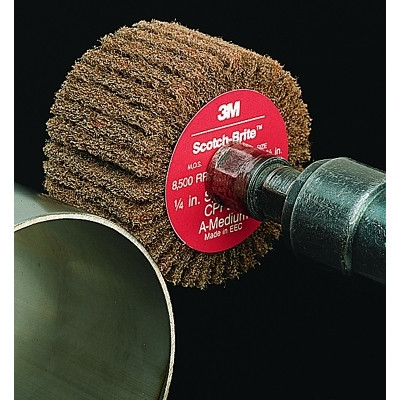 3M™ Scotch-Brite™ Cut and Polish Flap Brush, 3 in x 1/4 in, Medium, Aluminum Oxide, 8500 rpm