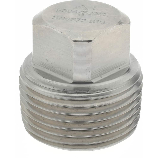 Merit Brass 3417D-16 Pipe Square Head Plug: 1" Fitting, 304 & 304L Stainless Steel