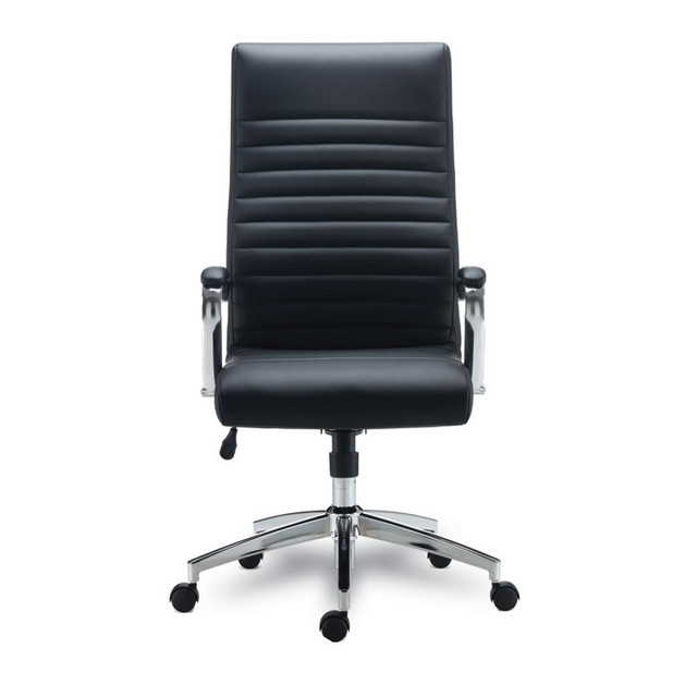 ALERA ED41B19 Alera Eddleston Leather Manager Chair, Supports Up to 275 lb, Black Seat/Back, Chrome Base