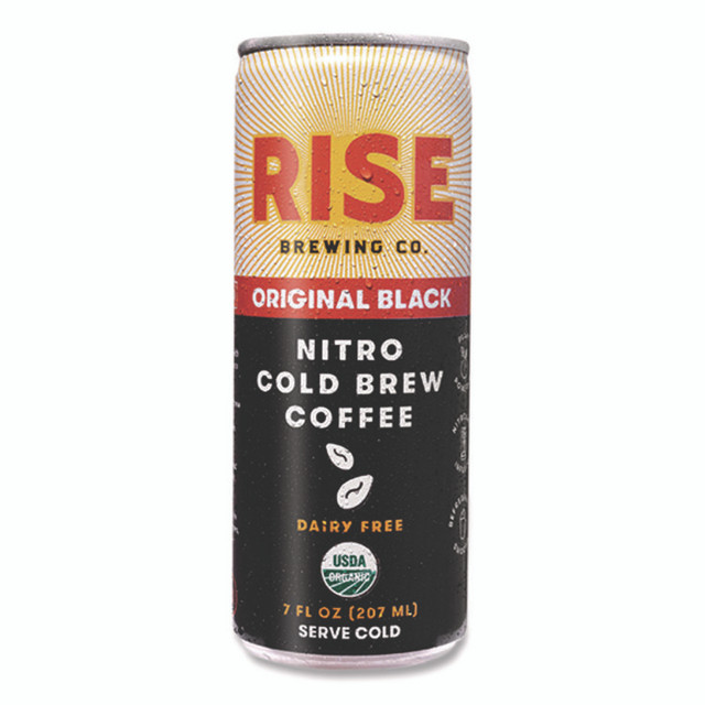 RISE BREWING CO. 00043 Nitro Cold Brew Latte, Original Black, 7 oz Can, 12/Carton