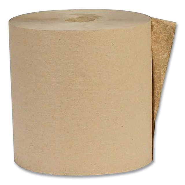 AMERICAN PAPER CONVERTING Eco Green® APVEK80166 Recycled Hardwound Paper Towels, 1-Ply, 7.88" x 800 ft, 1.6 Core, Kraft, 6 Rolls/Carton