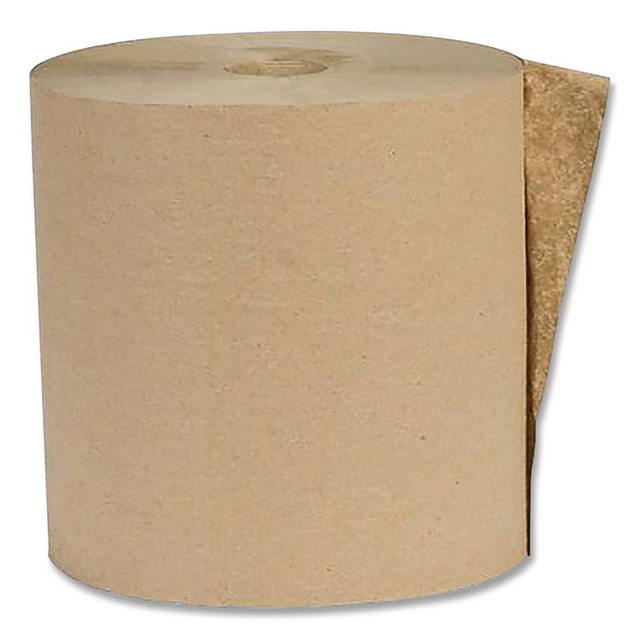 AMERICAN PAPER CONVERTING Eco Green® APVEK80166 Recycled Hardwound Paper Towels, 1-Ply, 7.88" x 800 ft, 1.6 Core, Kraft, 6 Rolls/Carton
