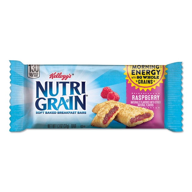 KELLOGG'S 35845 Nutri-Grain Soft Baked Breakfast Bars, Raspberry, Indv Wrapped 1.3 oz Bar, 16/Box