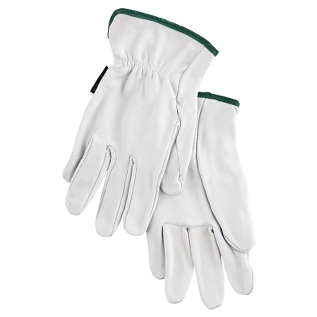 MCR Safety 3601M Premium-Grade Leather Driving Gloves, Goatskin, Medium, Unlined, Straight Thumb, White