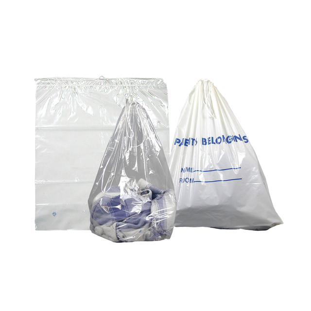 Dukal Corporation  DSPB01C Patient Belongings Bag, Drawstring, Clear, 20" x 20", 250/cs