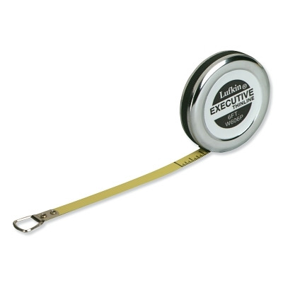 Apex Tool Group Crescent Lufkin® Executive® Diameter Pocket Measuring Tape, 1/4 in x 6 ft, A19 Blade, Yellow/Chrome
