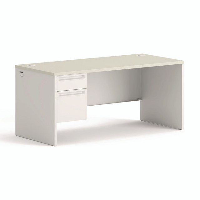 HON COMPANY 38292LB9Q 38000 Series Left Pedestal Desk, 66" x 30" x 30", Light Gray/Silver