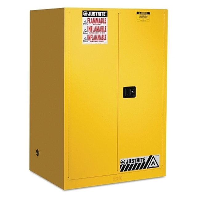 Justrite Sure-Grip® EX Flammable Safety Cabinet, Self-Closing, 90 gal, Yellow, 65 in H, 2 Doors Justrite Sure-Grip® EX Flammable Safety Cabinet, Self-Closing, 90 gal, Yellow, 65 in H, 2 Doors