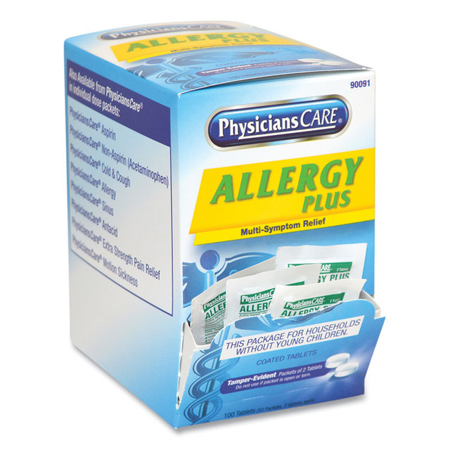 ACME UNITED CORPORATION PhysiciansCare® 90091 Allergy Antihistamine Medication, Two-Pack, 50 Packs/Box