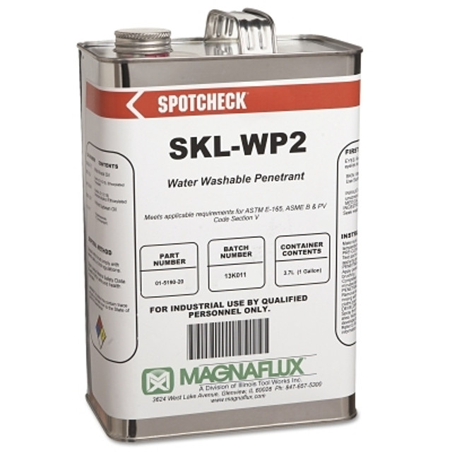 Magnaflux 01519035 Spotcheck® SKL-WP2 Water Washable Penetrant, 1 gal, Bottle