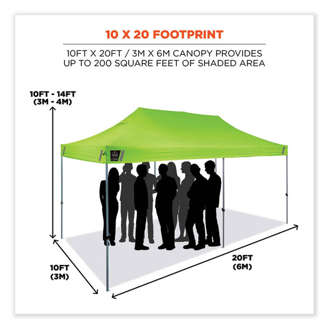 TENACIOUS HOLDINGS, INC. ergodyne® 12915 Shax 6015 Heavy-Duty Pop-Up Tent, Single Skin, 10 ft x 20 ft, Polyester/Steel, Lime