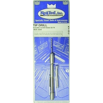 King Tool Tip Drill Set, Size 52 to 74, With 12 Even Number Drills and Pin Vise with Pocket Clip
