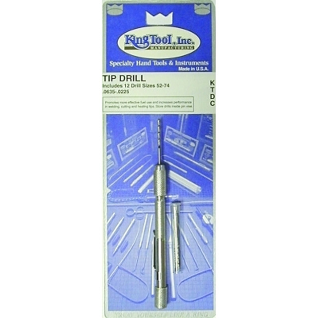 King Tool Tip Drill Set, Size 52 to 74, With 12 Even Number Drills and Pin Vise with Pocket Clip