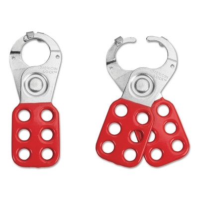 American Lock® Lockout Hasp, 1-3/4 in W x 4-1/2 in L, 1 in Jaw dia, Red