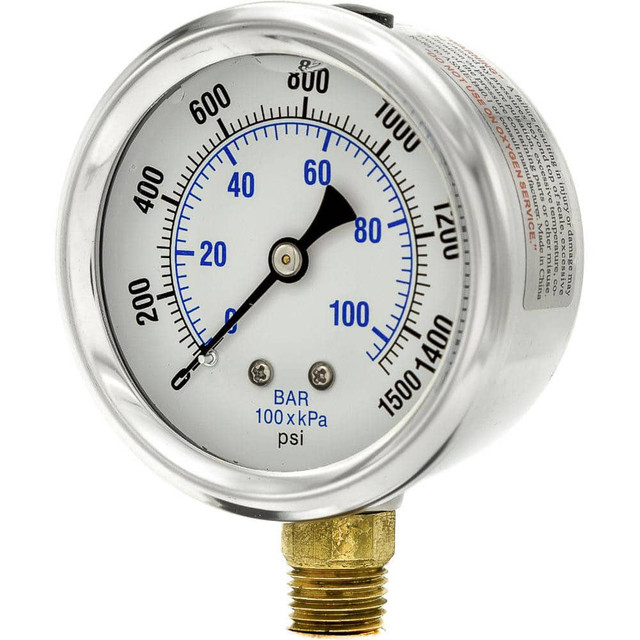 PIC Gauges PRO-201L-254N Pressure Gauges; Gauge Type: Industrial Pressure Gauges ; Scale Type: Dual ; Accuracy (%): 2-1-2% ; Dial Type: Analog ; Thread Type: 1/4" MNPT ; Bourdon Tube Material: Bronze