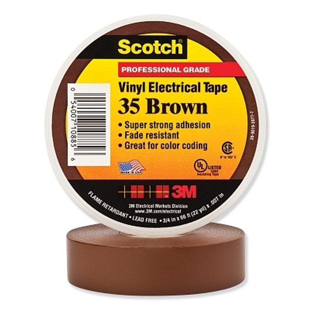 3M™ Scotch® 7000031580 Vinyl Electrical Color Coding Tape 35, 3/4 in x 66 ft, Brown