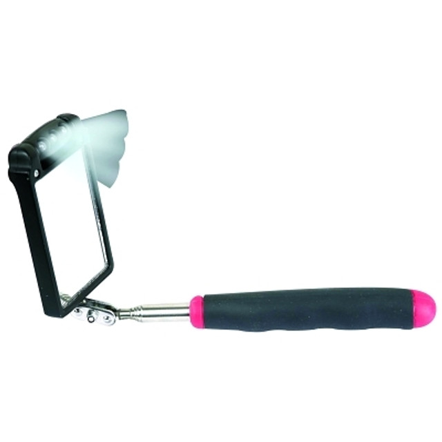 Ullman Lighted Inspection Mirror, 3-1/2 x 2-1/4 in, 6-3/4 in to 30 in L