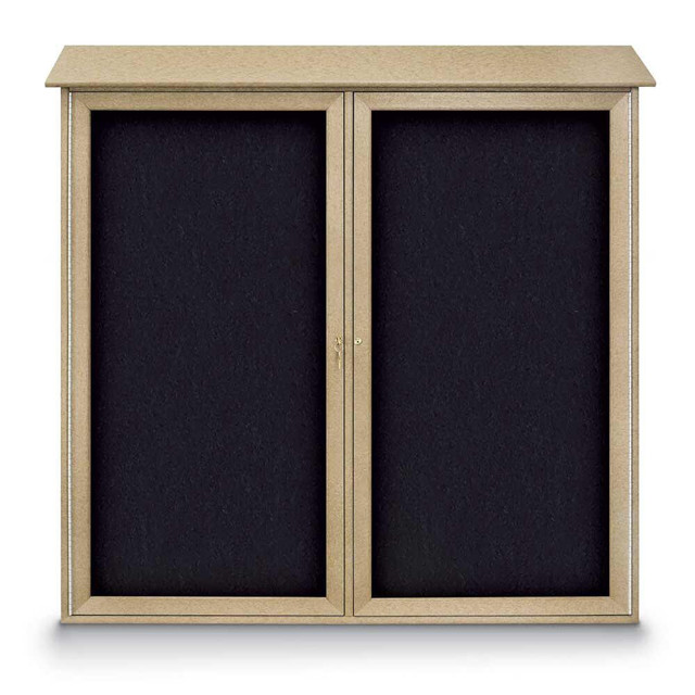 United Visual Products UVDD4848-SAND-R Enclosed Recycled Rubber Bulletin Board: 48" Wide, 48" High, Rubber, Black