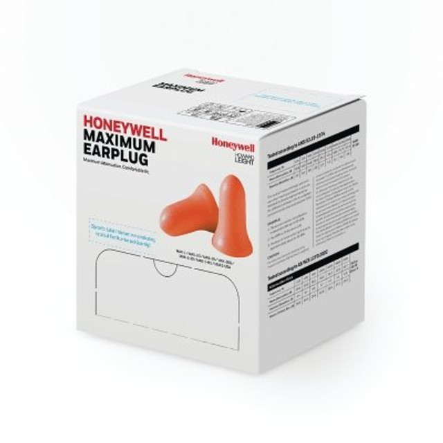 Honeywell Honeywell Howard Leight MAXIMUM Disposable Earplugs, Foam, Coral, Uncorded, Dispenser Box