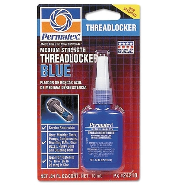 Permatex® Medium Strength Blue Threadlocker, 10 mL, 1/4 in to 3/4 in Thread