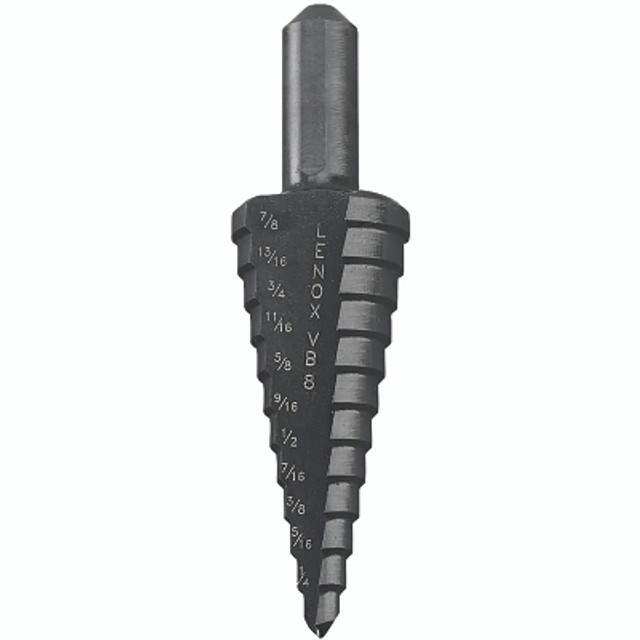 Stanley® Products Lenox® Vari-Bit® Step Drill Bit, #8, 3/16 in to 7/8 in Cutting Diameter, 12 Steps Stanley® Products Lenox® Vari-Bit® Step Drill Bit, #8, 3/16 in to 7/8 in Cutting Diameter, 12 Steps