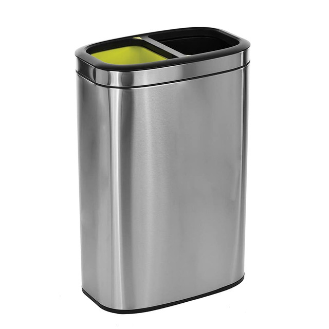 Alpine Industries ALP470-R-40L Trash Cans & Recycling Containers; Type: Trash Can ; Container Shape: Round ; Material: Stainless Steel/Plastic ; Finish: Smooth ; Features: Lift-Off Lid, Non-Skid Base ; Includes Lid: No
