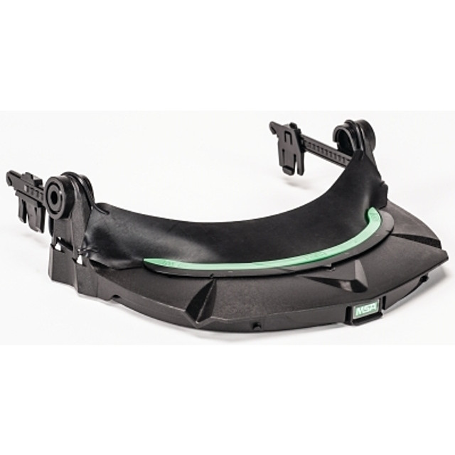 MSA V-Gard® Visor Frame for General Purpose, For All MSA Slotted Caps, Black/Green, Includes Debris Control