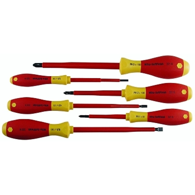 Wiha® Tools SoftFinish® Insulated Screwdriver Set, Metric, Includes 3-Phillips®/3-Slotted, 6-Pc Wiha® Tools SoftFinish® Insulated Screwdriver Set, Metric, Includes 3-Phillips®/3-Slotted, 6-Pc