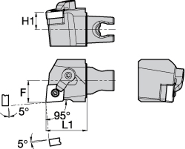 Kennametal 2265207 Modular Turning & Profiling Cutting Unit Head: Size KM25, 30 mm Head Length, External, Right Hand