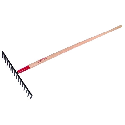 The AMES Companies, Inc. RAZOR-BACK® Level Rake for Gravel, 18.5 in W, Forged Steel, 16 Tine, 66 in American Hardwood Handle