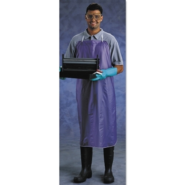 Ansell AlphaTec® 105173 PVC Apron, 56-001, 8 mil, 3-Pc 28 in Ties, 33 in x 44 in, Blue