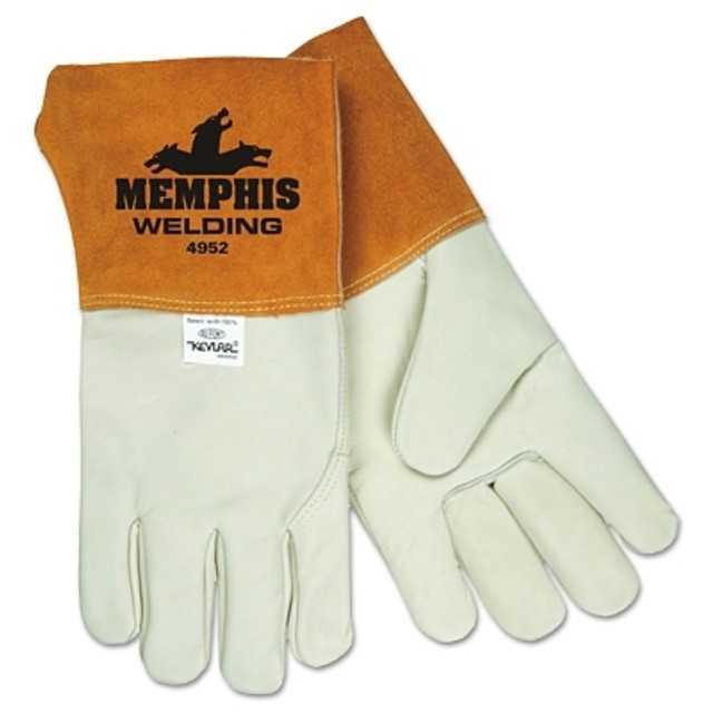 MCR Safety 4952L Grain Cow MIG/TIG Welders Gloves, Grain Cow Leather, Large, Russet/Cream