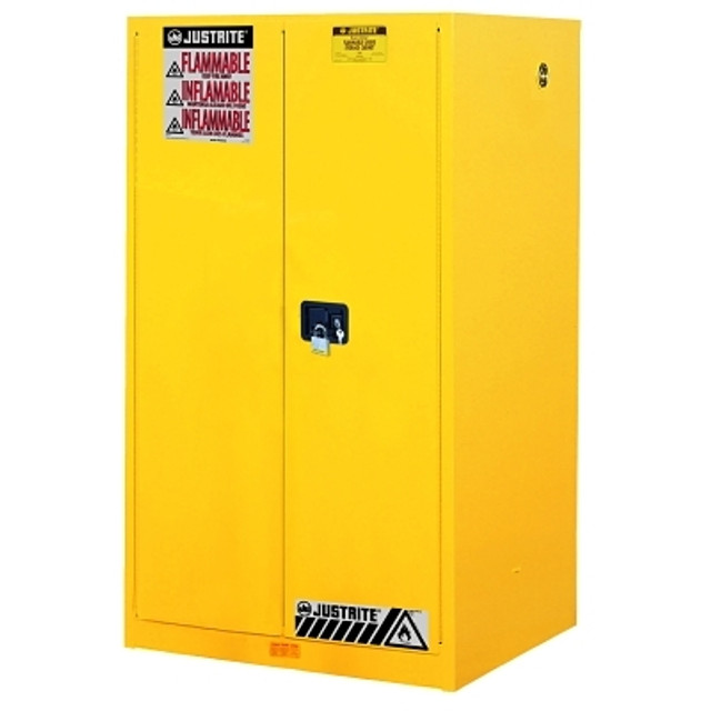 Justrite Yellow Safety Cabinets for Flammables, Manual-Closing Cabinet, 60 Gallon Justrite Yellow Safety Cabinets for Flammables, Manual-Closing Cabinet, 60 Gallon