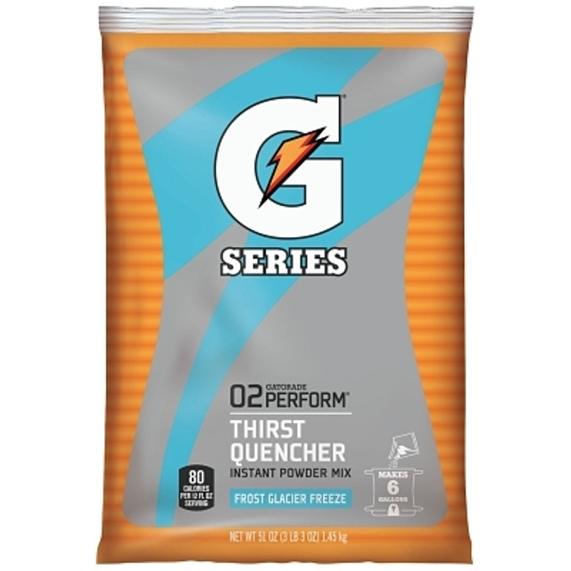 Gatorade® G Series 02 Perform® Thirst Quencher Instant Powder, 51 oz, Pouch, 6 gal Yield, Glacier Freeze