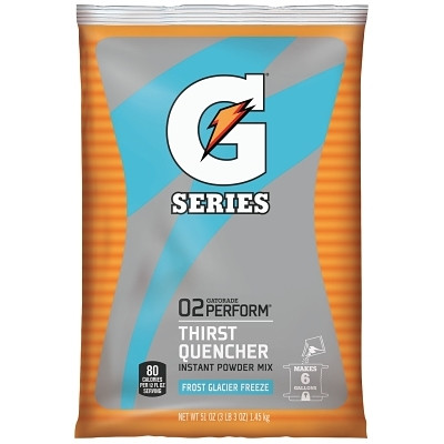 Gatorade® G Series 02 Perform® Thirst Quencher Instant Powder, 51 oz, Pouch, 6 gal Yield, Glacier Freeze