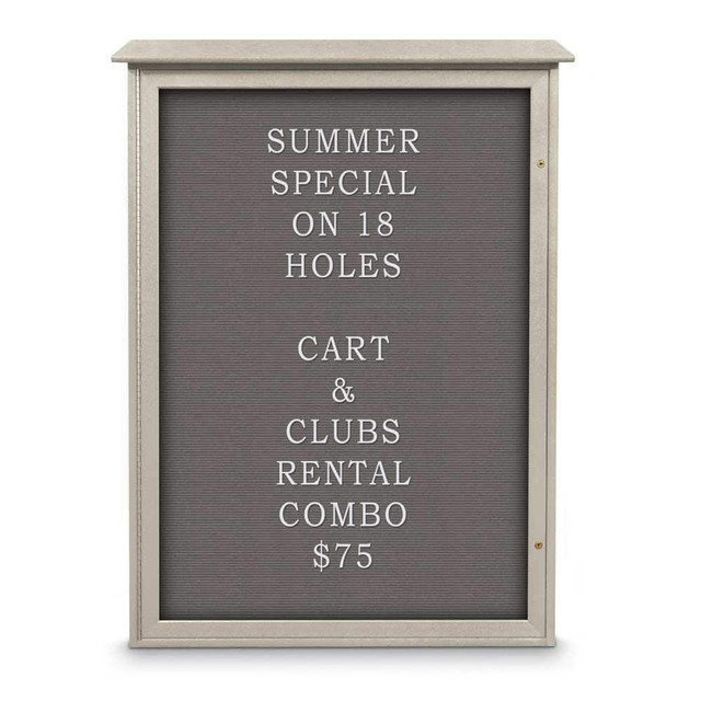 United Visual Products UVSD5438LB-LTGR Enclosed Letter Board: 54" Wide, 38" High, Fabric, Gray