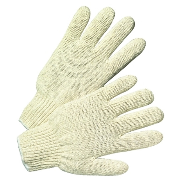 ORS Nasco Anchor Brand 35C104L 7-ga Standard Weight Seamless String-Knit Gloves, Large, Knit Wrist, Natural