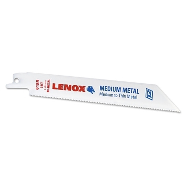 Stanley® Products Lenox® Metal Cutting Reciprocating Saw Blade, 6 in L x 3/4 in W x 0.035 in Thick, 18 TPI, 5 EA/PK Stanley® Products Lenox® Metal Cutting Reciprocating Saw Blade, 6 in L x 3/4 in W x 0.035 in Thick, 18 TPI, 5 EA/PK