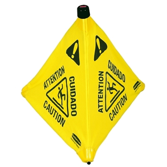 Newell Brands Rubbermaid Commercial Floor Pop-Up Safety Cones, Caution (Multi-Lingual)/Wet Floor Symbol, Yellow, 20 in Newell Brands Rubbermaid Commercial Floor Pop-Up Safety Cones, Caution (Multi-Lingual)/Wet Floor Symbol, Yellow, 20 in