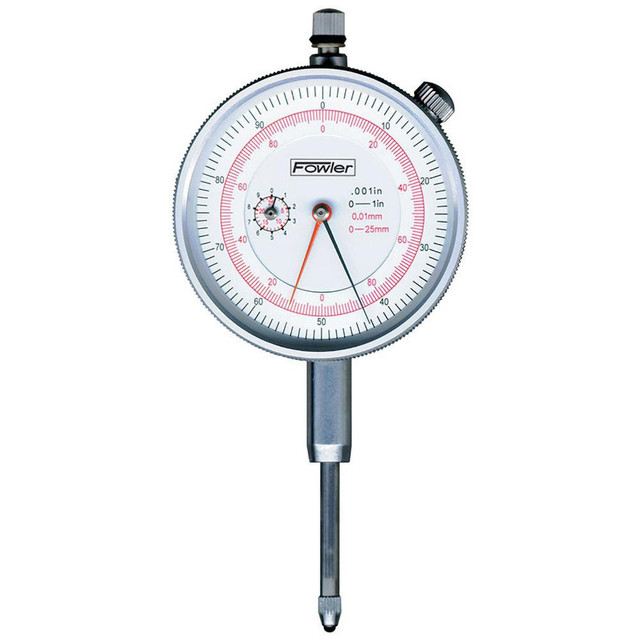 Fowler 52-530-110 Dial Drop Indicator: 1" Range, 0-100 & 0-200-0 Dial Reading, 0.001" Graduation, 2-1/4" Dial Dia