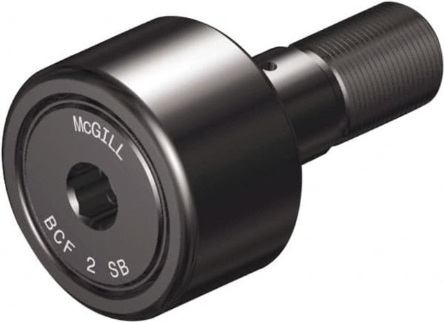 McGill 2225112000 Plain Cam Follower: 2.25" Roller Dia, 1.25" Roller Width, 0.875" Stud Dia, 2" Stud Length