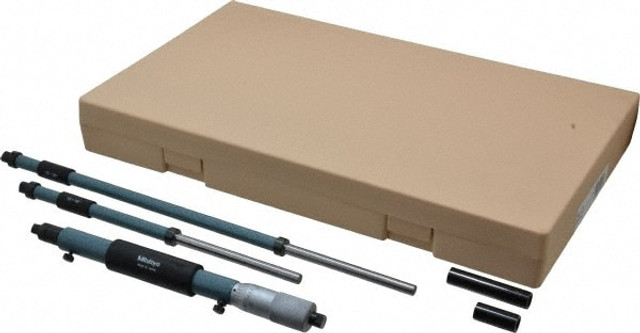 Mitutoyo 141-121 Mechanical Inside Micrometer Set: 8" Range, Satin Chrome Finish