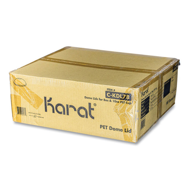 KARAT BY LOLLICUP CKDL78 PET Lids, Dome Lid, Fits 8 oz to 10 oz Cold Cups, Plastic, Clear, 1,000/Carton