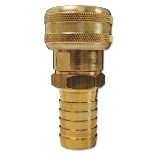Dixon Valve DC2044 Air Chief Industrial Semi-Auto Coupler Standard Hose Barb, 3/8 in ID, 1/4 in Body Size, Brass
