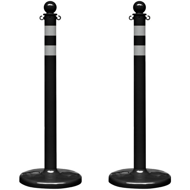 Mr. Chain 96450-2 Barrier Posts; Post Type: Standard Post ; Post Material: Plastic; Polyethylene ; Base Material: Plastic ; Surface Style: Striped ; Base Shape: Flat ; Shape: Round