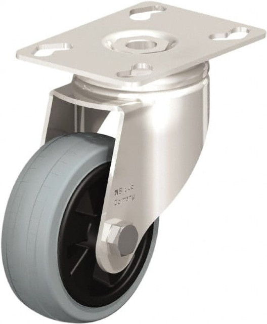 Blickle 226415 Swivel Top Plate Caster: Solid Rubber, 3" Wheel Dia, 63/64" Wheel Width, 176 lb Capacity, 4-3/8" OAH
