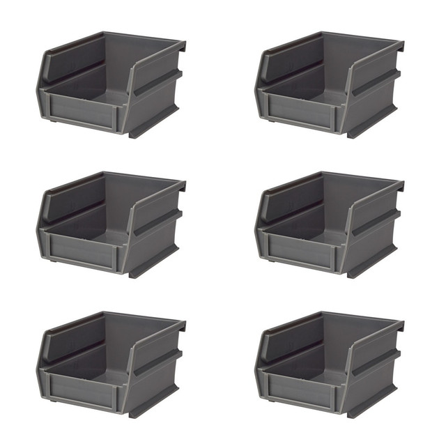 Triton Products 3-210GR-6 Plastic Hang, Stack & Nest Bin: Gray, 4-3/4 x 2-13/16 x 3-9/16"