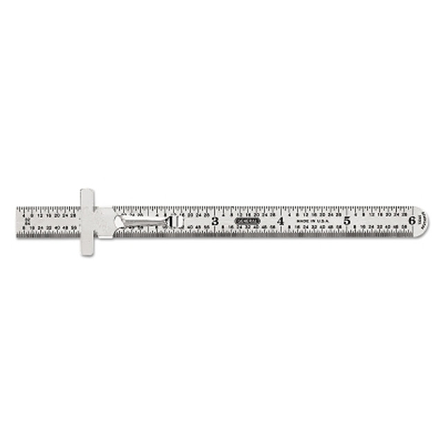 General Tools Economy Precision Stainless Steel Rules, 6" X 15/32", Steel, Inch, Decimal Equiv
