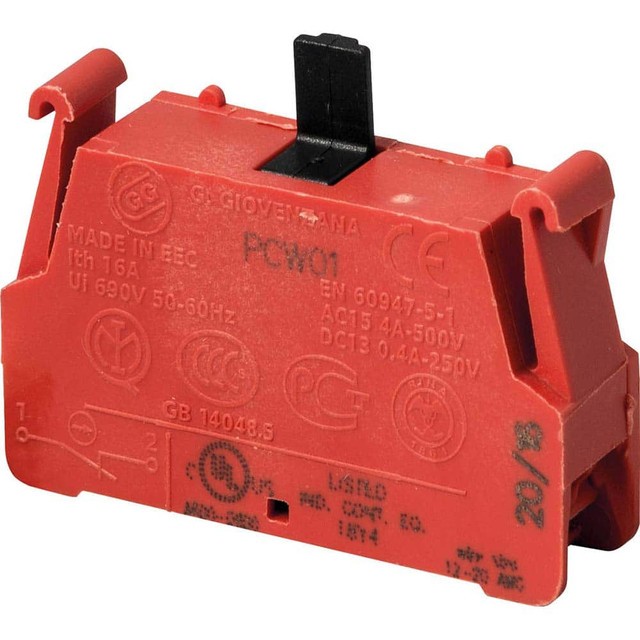 Automation Systems Interconnect PCW01 Pushbutton Switch Accessories; Switch Accessory Type: Contact Block ; For Use With: Pendtant Stations ; Color: Red ; Operator Illumination: NonIlluminated ; Material: Plastic